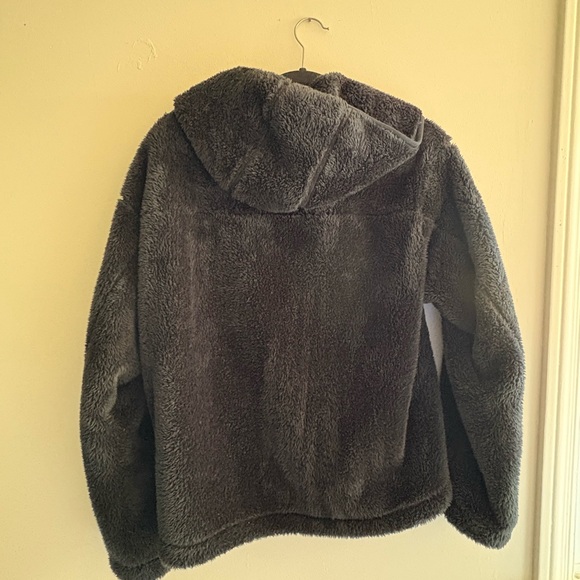 Uniqlo Teddy Jacket with Hood, Black, Medium - Picture 3 of 4